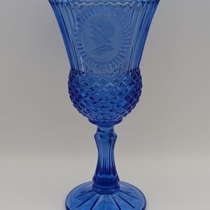 Vintage Cobalt Blue Martha Washington Goblet Fostoria Glass